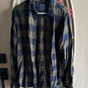 Navy and Olive Casual Button Down Shirt